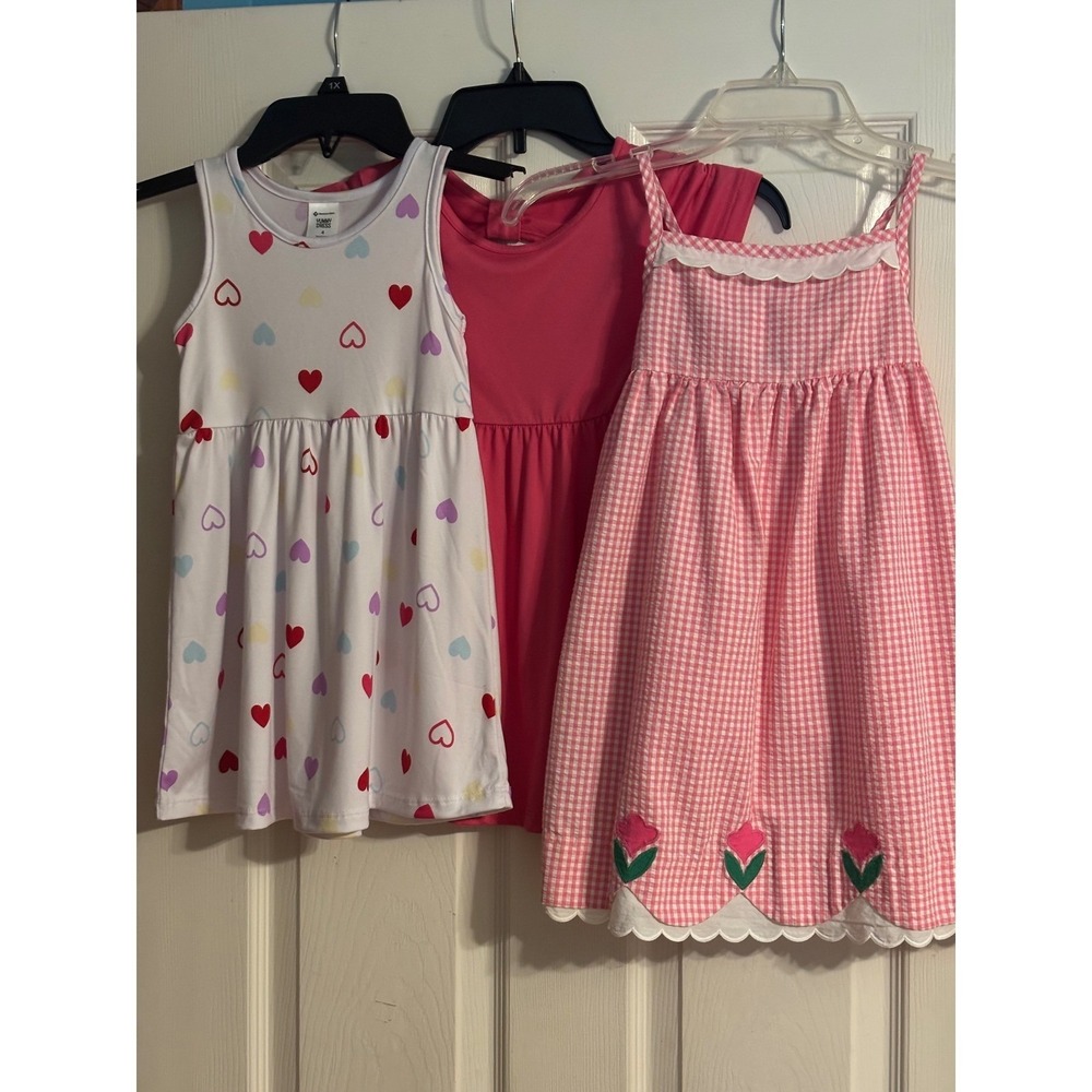 Florence Eiseman Member Mark Dress Bundle Kids 4 6 Pink Gingham Hearts Excellent